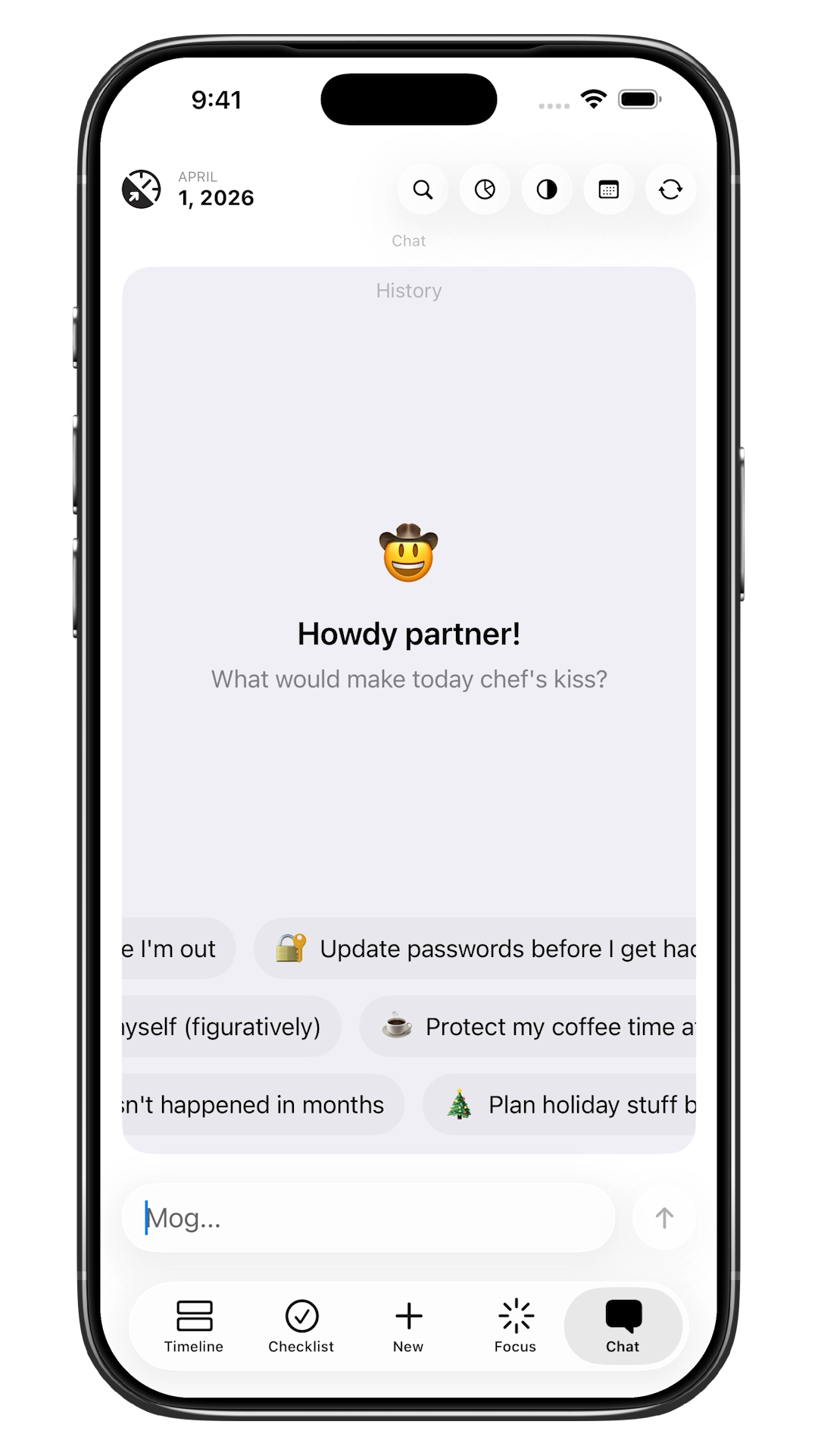 AI chat interface for conversational calendar assistance