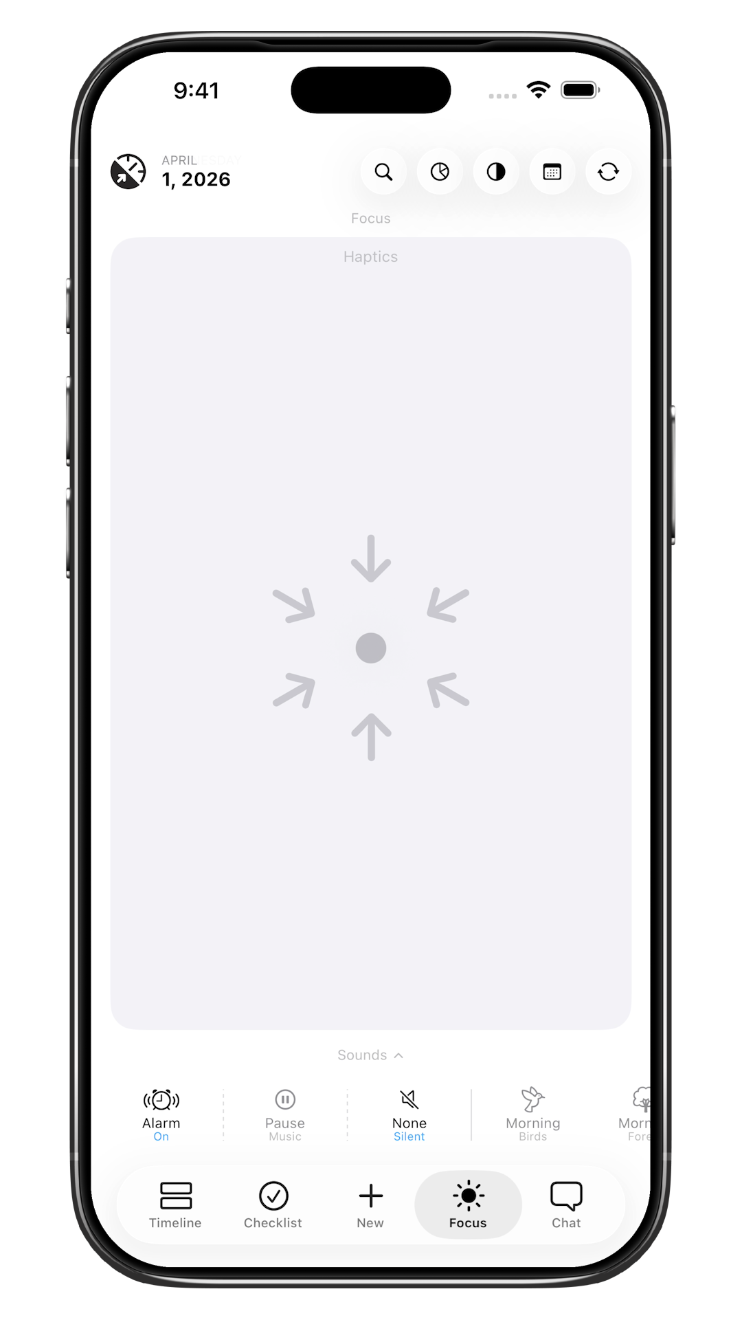 Focus Timer showing a deep work session with body-aware session length